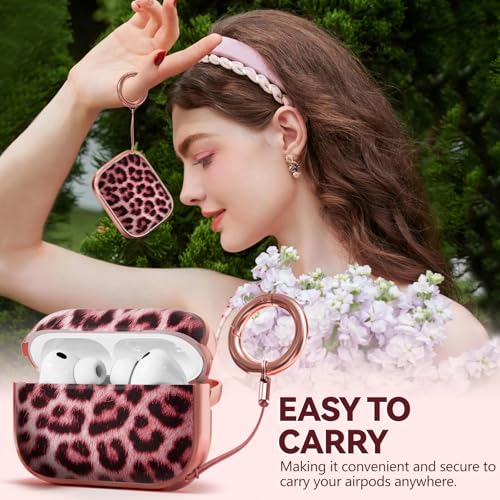Image of Inesore for AirPods Pro 3 Case Cover 2025 with Lock-Pink Jaguar | Two-Piece Design,with Gold Keychain & Clean Pen, As Phone Stand,Support Wireless Charging,Cute Luxury Case for Women Girly