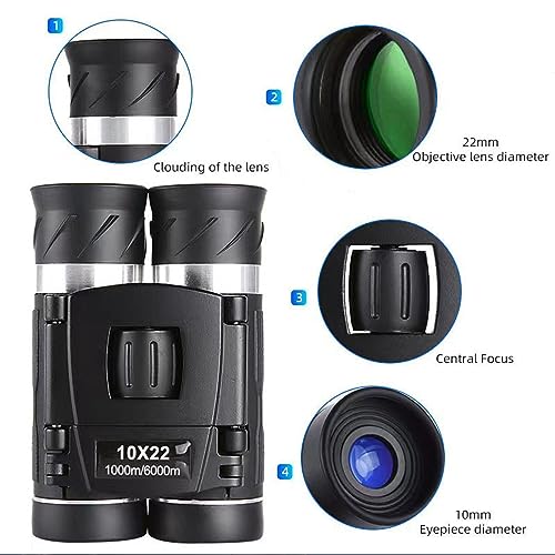 Binoculares compactos 10x22 con adaptador para celular miniatura 3