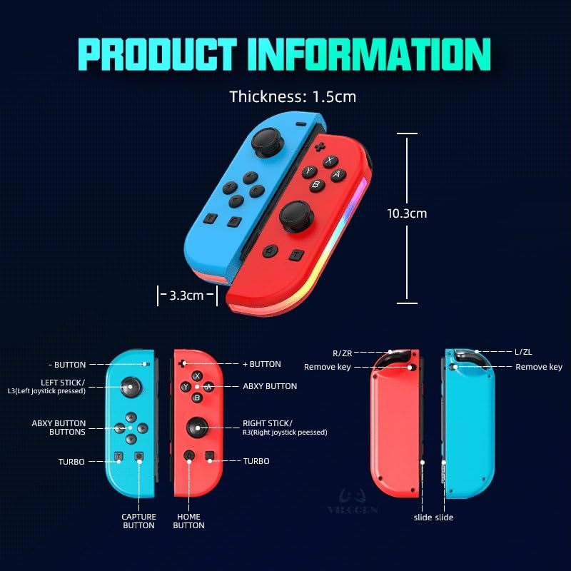 Miniatura 5 de Joypad for Switch Controllers, Upgraded Joypads Compatible with Nintendo Switch Controller, LR Wireless Joy-Pad RedBlue Joy Pads for Switch