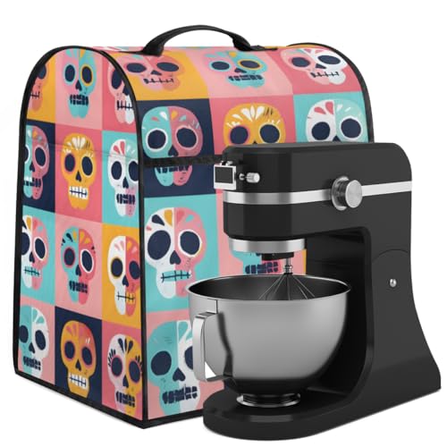 Coffee Maker Cover Funny Skull Kitchen Appliance Covers Small Appliance Covers Blender Cover Juicer Cover Dust Covers for Kitchen Appliances with Top Handle and Pockets,Washable,B403
