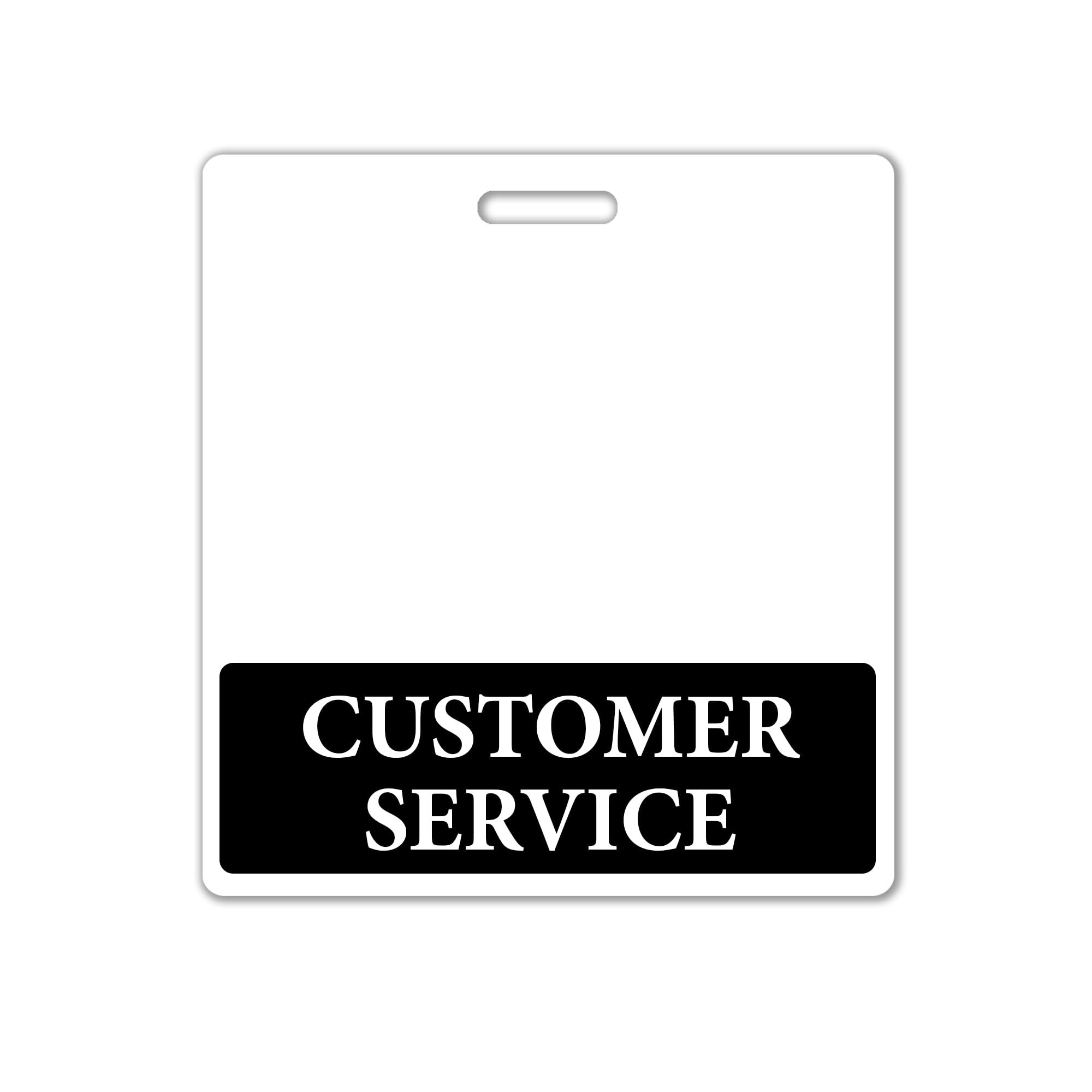 5 Pack - Customer Service Badge Buddy - Horizontal Badge Backer for Retail Associates & Staff - Heavy Duty, Double Sided Role Identifier - Oversized ID Tag Buddies - USA Printed Specialist ID (Black)