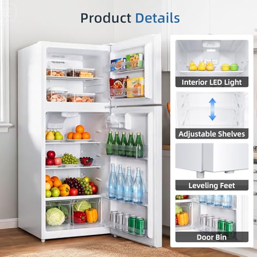 Image of Antarctic Star 17.6 Cu.Ft,2 Door Refrigerator with Freezer,Adjustable Thermostat,Reversible Door for Kitchen,Dorm and Office,White