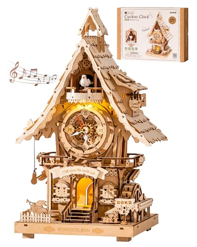 ROKR Puzzle 3D Horloge à Coucou, Maquette en Bois a Construire Kits de Maquettes, Puzzle 3D Cadeaux Artisanaux et décoration pour Adultes, Cuckoo Clock...