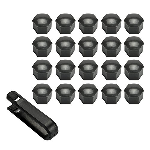 ATVATP 17MM 20pcs Wheel Lug Nut Center Cover Bolt Caps with Removal Tool for VW Audi Skoda Golf Jetta Passat 321601173A (Grey)