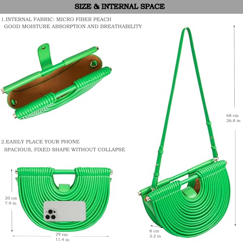 Image of Trendy Woven Evening Clutch Purse Half Round Designer Shoulder /Crossbody Bag Top-Handle Satchel Handbags