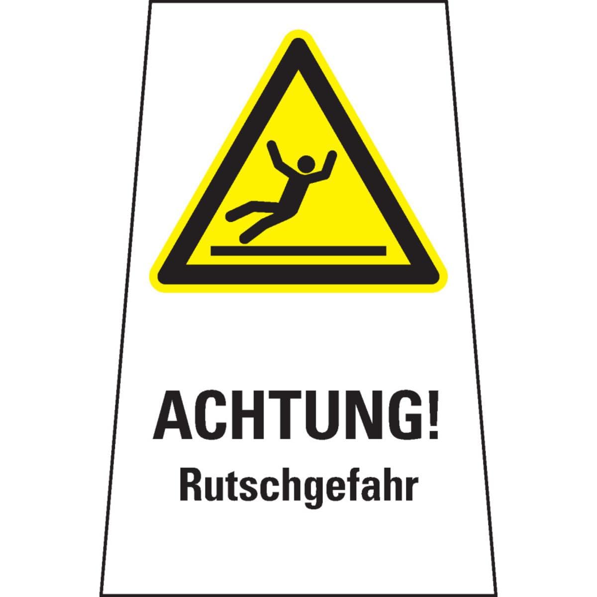 Warnaufsteller Hoch, Rutschgefahr, gelb-schwarz, zweisprachig, Kunststoffaufsteller, 620x300 mm
