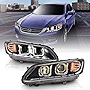 AmeriLite Black Projector Replacement Headlights LED Bar Set for Honda Accord - Passenger and Driver Side (Not Compatible with Factory LED DRL Version)