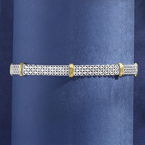 Ross-Simons Sterling Silver and 14kt Yellow Gold Bismark-Link Bracelet3