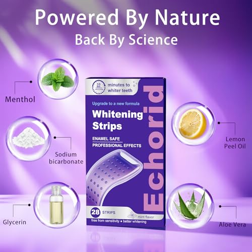Image of Purple Teeth Whitening Strips 14 Treatments, Whitening Strips for Sensitive Teeth and Enamel Safe, Teeth Whitening Effectively Remove Stains (28 Strips)