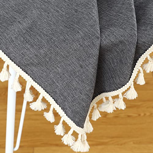 Zsasu Rectangle Tassel Tablecloth, Washable Waterproof Wrinkle Free Table Cloth, Solid Color Farmhouse Tablecloths For Dining Festival Outdoor Indoor Decoration (Oblong /52 X 70Inch/ Grey) #TOP4