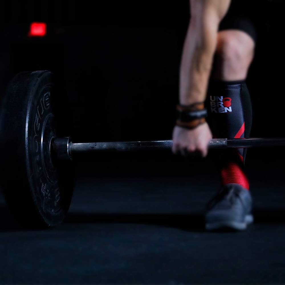 Cross Fitness osłona goleni i łydki kompresja 7 mm czerwona powłoka rękaw ochraniacz do wspinaczki linowej, skoków pudełkowych, martwy ciąg, szybko schnie, pasuje do kobiet i mężczyzn, gruby neopren, czarny, pojedynczy (S/M)