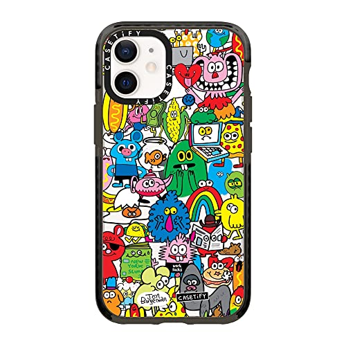 CASETiFY �C���p�N�g�P�[�X iPhone 12 Mini - Fun Friends By Jon Burgerman - �N���A �u���b�N