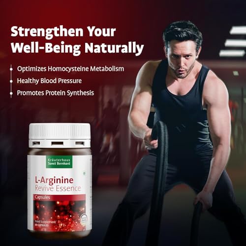 Image of Krauterhaus Sanct Bernhard L-Arginine Capsules with B-Vitamins|With B12,B1,B6,Folic Acid & Riboflavin|Supports Energy,Blood Circulation & Heart Health|Vegan,Non-GMO|1-Month Supply|60 Capsules