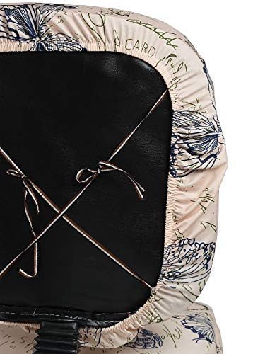 Image of Cortina Corporate Office Chair Covers | Removable Chair Protector | Executive Rotating Chair Seat Case | Stretchable Elastic Polyester Spandex Fabric | Abstract Print - Beige | Chair Cover Set of 1