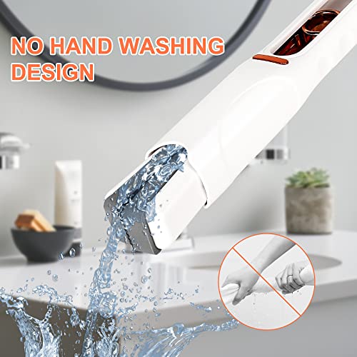 Fragraty Portable Mini Mop Self-Squeeze Desktop Sponge Mop, Hand Wash-Free Absorbent Mops With 2 Replacement Heads, Wet & Dry Small Mop, Household Bathroom Desktop Glass Cleaning Tools, White #TOP1