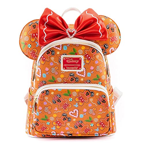 Loungefly Disney Christmas Gingerbread AOP Womens Double Strap Shoulder Bag Purse with Ears Headband