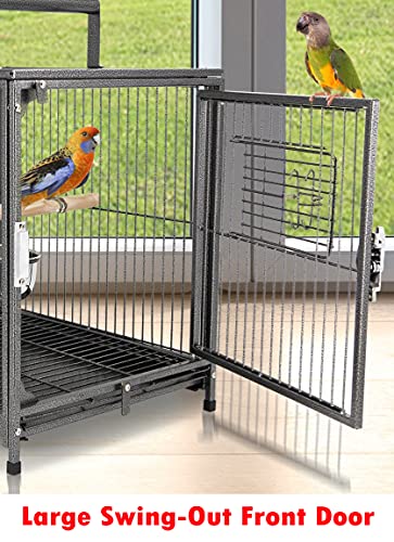 Image of Deluxe Portable Wrought Iron Bird Travel Parrot Vet Carrier Cage Prevent Beaks Out Pet Products for Parrots Conures Cockatiel Amazon African Grey