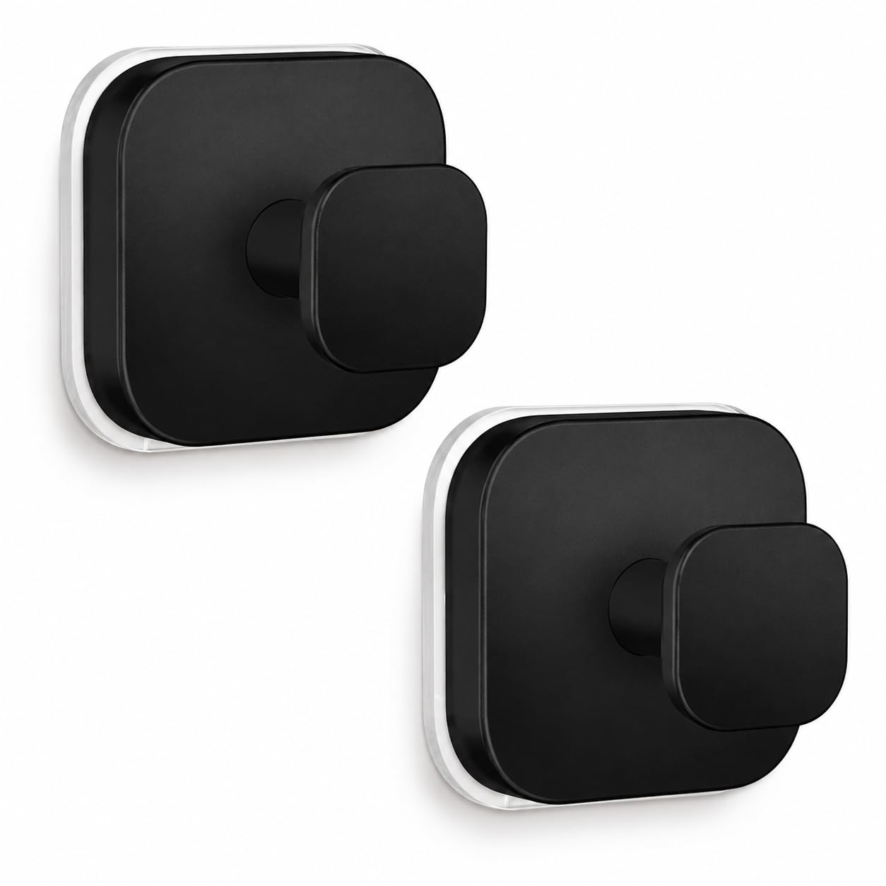 2 Pack Black Suction Cup Hooks, No Drill Stainless Steel