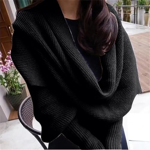 Winter Warm Knitted Wrap Scarf Shawl Cape With Sleeve for Women Fall Winter Fashion Sweater Shawl Causal Wraps Cape3