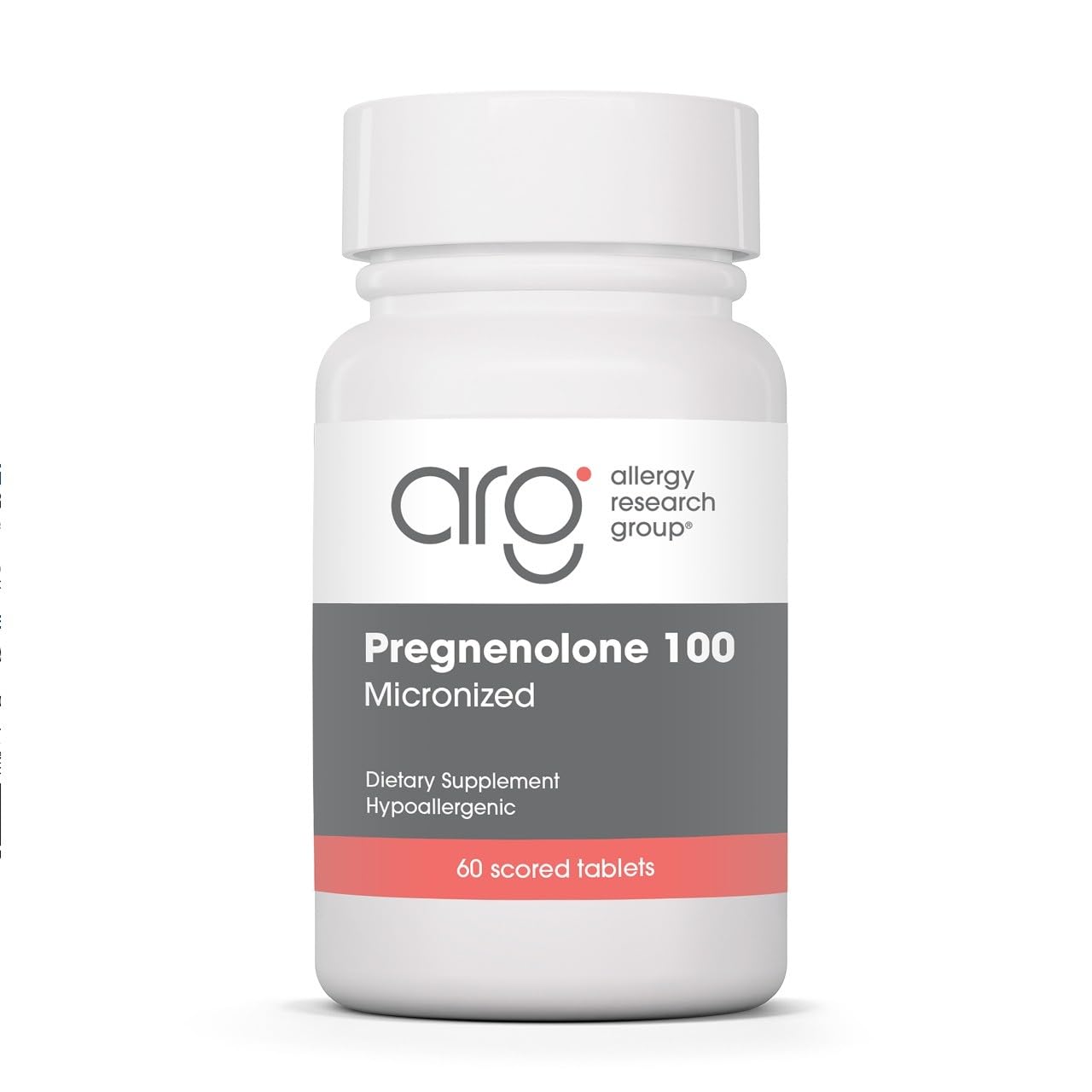 ARG Pregnenolone Micronized 100 mg Hormone Precursor, 60 Tablets