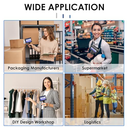 Rengue Handheld Inkjet Printer Gun, Portable Handheld Printer Quick-Drying Inkjet Coding Machine, 4.3" Mobile Touch Screen Inkjet Label Printer for QRCode, Barcode, Batch Number, Date (28 Languages)