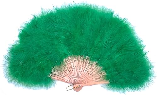 Shekyeon Abanico de plumas de Marabou estilo años 20, estilo vintage, plegable, ventilador de mano para espectáculos de baile de disfraces,