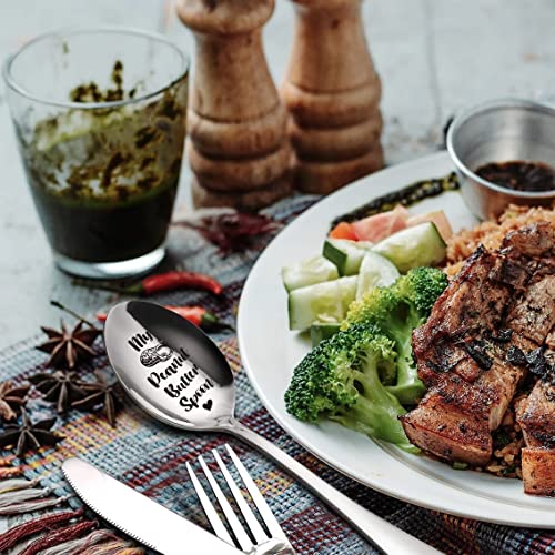 My Peanut Butter Spoon Funny Stainless Steel Engraved Spoon, Long Handle Peanut Butter Spoon, Coffee Tea Spoon, Dessert Ice Cream Spoon, For Peanut Butter Lover Boy Girl Christmas Gift #TOP1