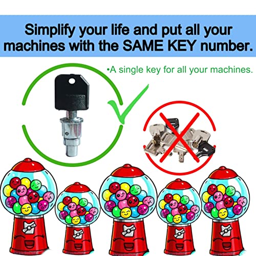 Image of Gumball Machine Lock and Key - Locks & Keys for Gumballs Machines are the Classic Bubble Gum & Candy Machine Lock & Key. Gumball Machine Lock Replacement Top Lid Lock & Key 1 /4 inch Thread (2pc - Key Y1)