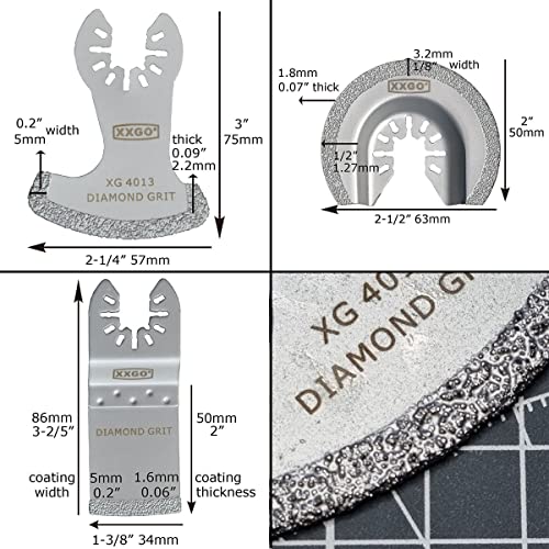 Xxgo 8 Pcs Oscillating Tool Diamond Blades Compatible With Bosch Chicago Craftsman Dewalt Dremel Fein Genesis Harbor Freight Jobmax Makita Milwaukee Porter Cable Ridgid Ryobi Rockwell Xgm0615 #TOP1