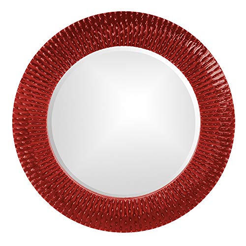 Image of Howard Elliott Collection Chateau Rectangular Wall Mirror, Ornate Scroll Frame with Beveled Glass, Decorative Accent Mirror, Ready to Hang Vertical or Horizontal, 42H x 31.5W x 1.75D, Red