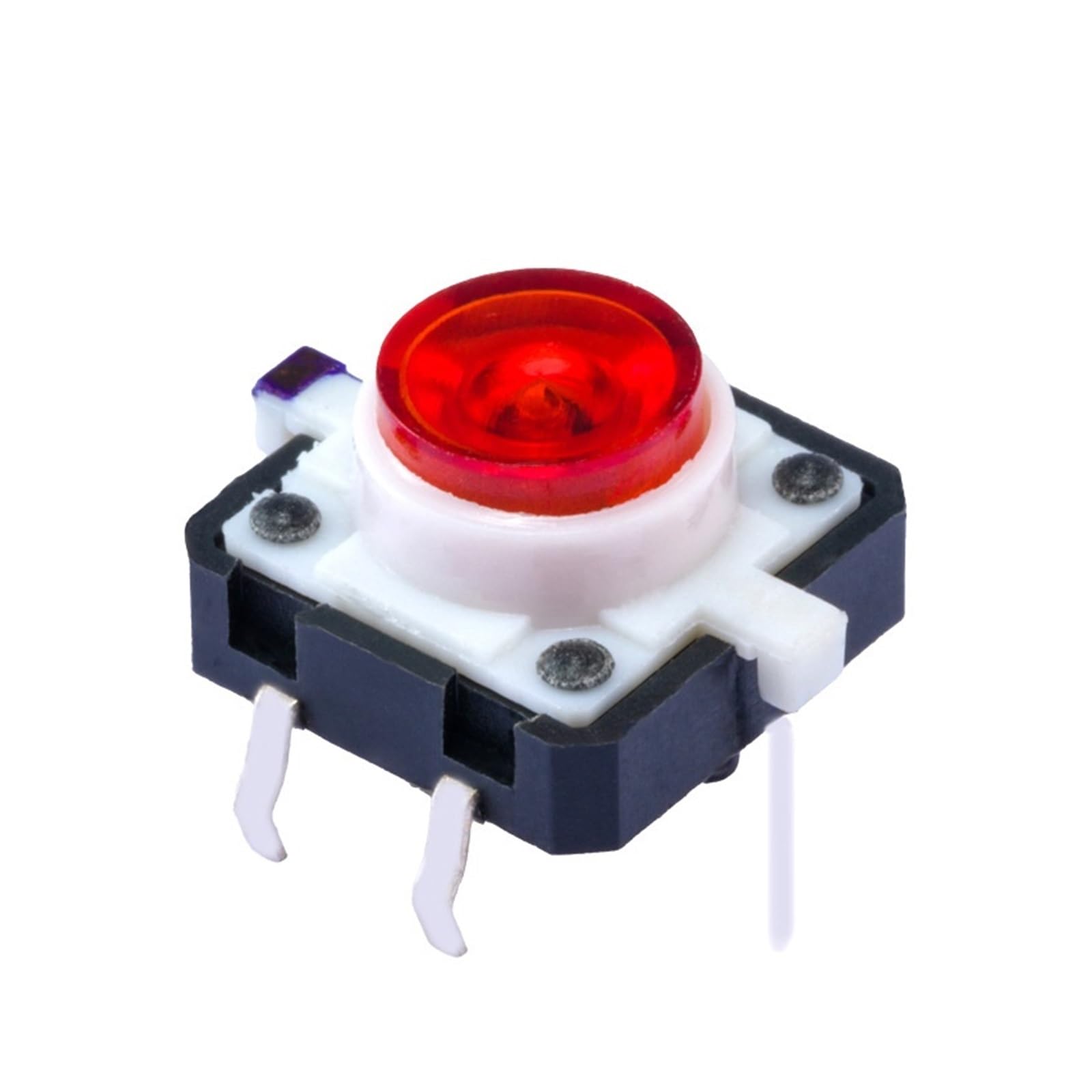 Interrupteur tactile lumineux rouge 12x12mm à retour précis et diffusion LED transparente