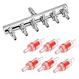 Tangger Aquarium Luftverteiler Set,Luftventilverbinde 6 Köpfe und 6 Rückschlagventil Aquarium,Luftverteiler Eingang für 4/8 mm Schlauch Luftpumpe Aquarium Zubehör