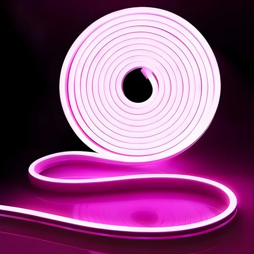 Image of 16.1 Feet Neon LED Strip Light | 12V Adapter, Waterproof IP65, Silicone Flexible Rope Light for Home Wall Decor & Gaming Room| Led Strip Lights | Neon Lights 5 Meter | (Pink)