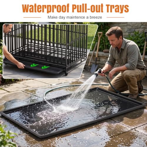 Image of BestPet 49 inch Heavy Duty Dog Crate for Large Dogs with Removable Tray Wheels