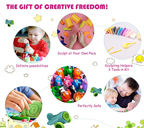 air dry modeling clay kit - 24 colors with 3 sculpting tools - magic foam clay for kids amp adults - diy molding gift for boys amp girls