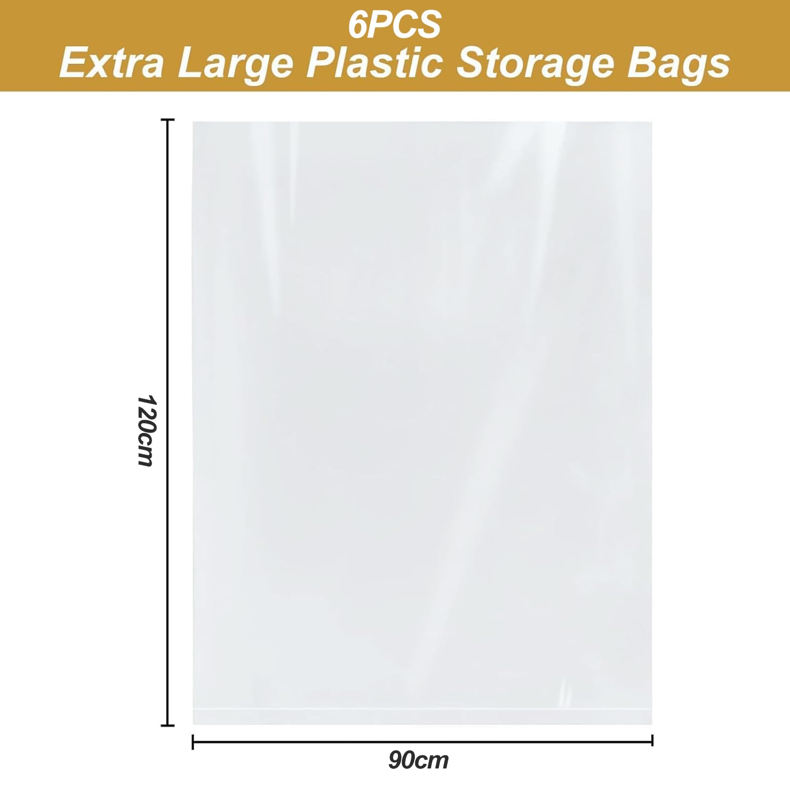 Extra Large Clear Plastic Storage Bags, 6 PCS 90 * 120CM Flat Plastic Storage Bags Dust bag - Image 2