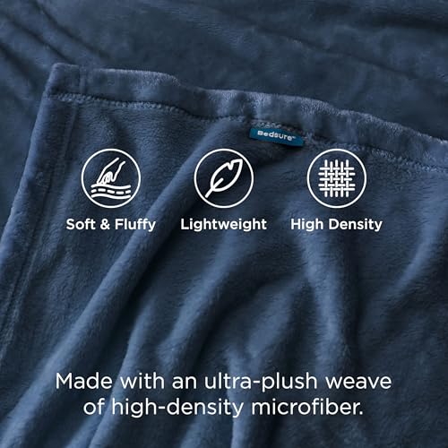 Image of Bedsure GentleSoft Fleece Blankets Queen Size Blue - Bed Blanket Soft Lightweight Plush Fuzzy Cozy Luxury Microfiber, 90x90 inches