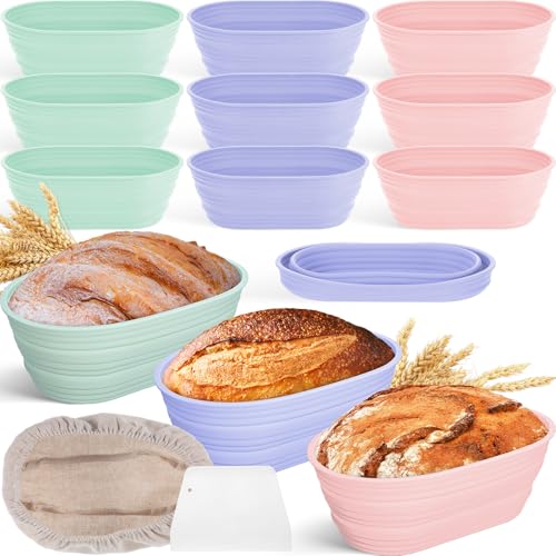 9 Pack Oval Bread Silicone Proofing Baskets