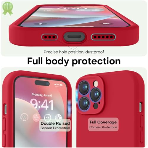 Image of LOVE 3000 Designed for iPhone 14 Pro Max Case, Premium Silicone with [Soft Anti-Scratch Microfiber Lining] Shockproof Protective Phone Case for Men Women Girls 6.7 inch, Red