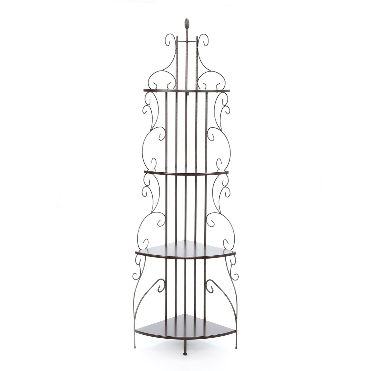 Ornate 4-Tier Metal Corner Bakers Rack Kitchen Dining Shelf New
