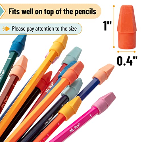 Image of Mr. Pen- Pencil Eraser Toppers, 120 Pack, Vintage Colors, Cap Erasers | Pencil Top Erasers, Eraser Tops