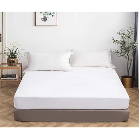 SKS Linen 400 TC 1Pc Fitted Sheet - 100% Pima Cotton 8-Inch Deep Pocket, Full 54" x 75"- White Solid Cover