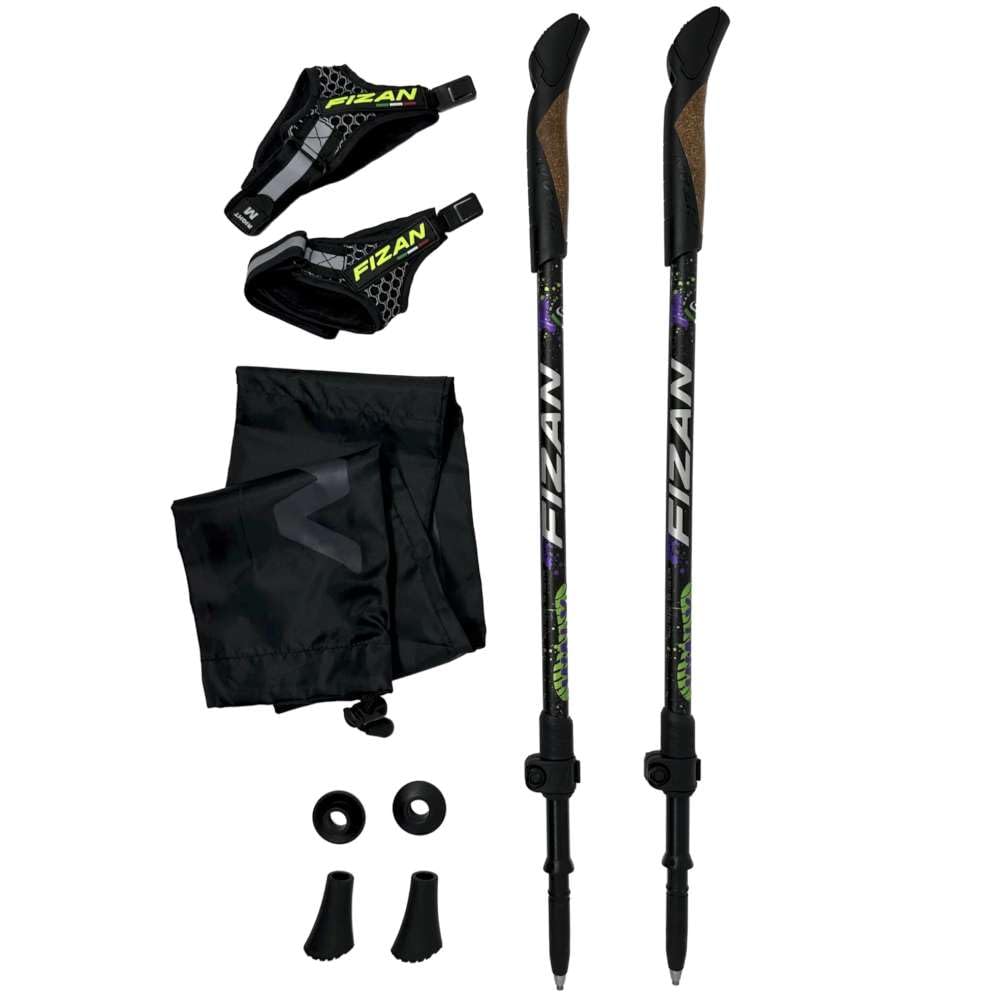 WALX R-Evolution Nordic Walking Poles, Compact 3-Part Travel Poles, Lightweight & Durable, Made by Fizan