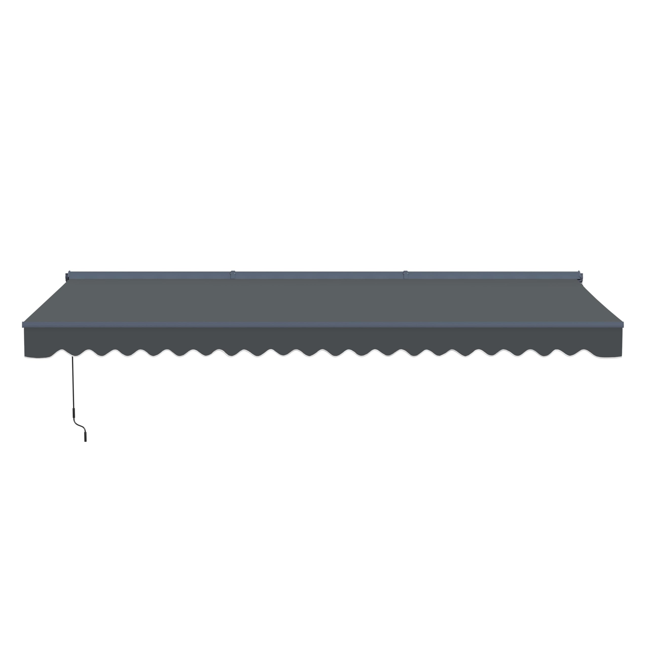 Aleko 16x10 Moroccan Style Semi-Cassette Motorized Patio Awning, Remote Control Electric & Manual Crank, LED Lights, UV-Protected Fabric Canopy Shade - Charcoal Gray