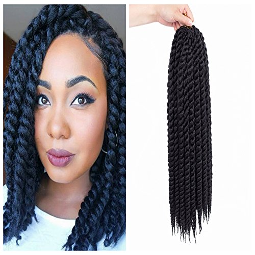 Lihui 6-Pack Havana Mambo Twist Crochet Braids Senegalese Twist Crochet Hair Havana Mambo Braiding Hair (12inch, 1b)