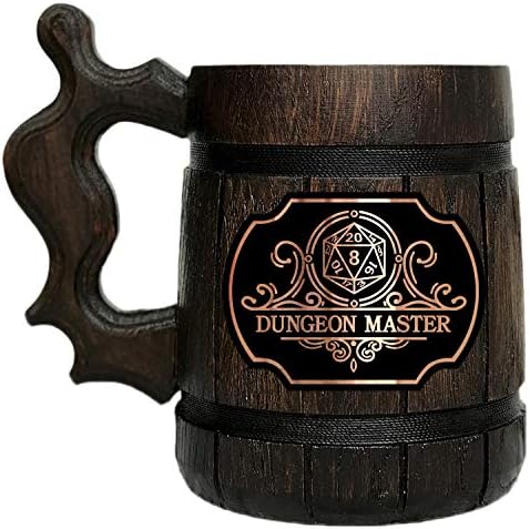 Dungeon Master Mug. Gamer Mug. Wooden Beer Tankard Made in Ukraine. Gift for Boyfriend. Wood Stein Dungeons and Dragons Mug. Wooden Mug. D&D Tankard. Geek Gift for Gamer/for Him. 0.6L 22 ounces