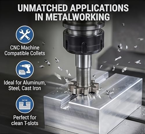 Image of NACX HSS-AL T Slot End Mill Woodruff Keyway Cutter, 16mm Cutting Diameter 8mm Depth 62mm Overall Length, High Speed Steel T-Slot Milling Cutter for Metalworking