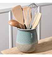 Jemirry Utensil Holder for Kitchen Counter, Modern Farmhouse Cooking Utensil Holder and Crock Hom...