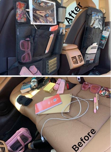 Anomaly Updated Car Backseat Organizers, Earphone/Charging hole for travel, Water Resistant, Mess free with added protection for your carseats, Foldable, Great for kids, Delivery drivers