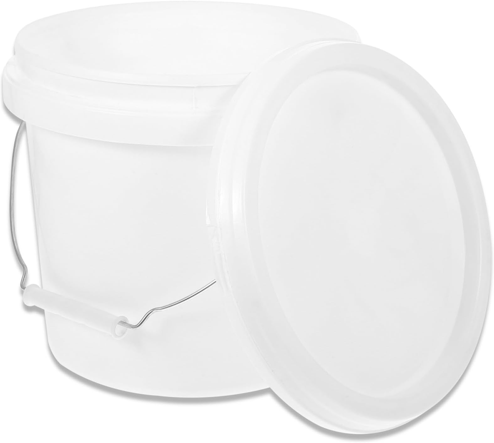 DECHOUS 1 Gallon White Abs Bucket Paint Bucket with Lid 5 Liter Paint Bucket Packaging Bucket with Lid Iron Handle White Paint Container